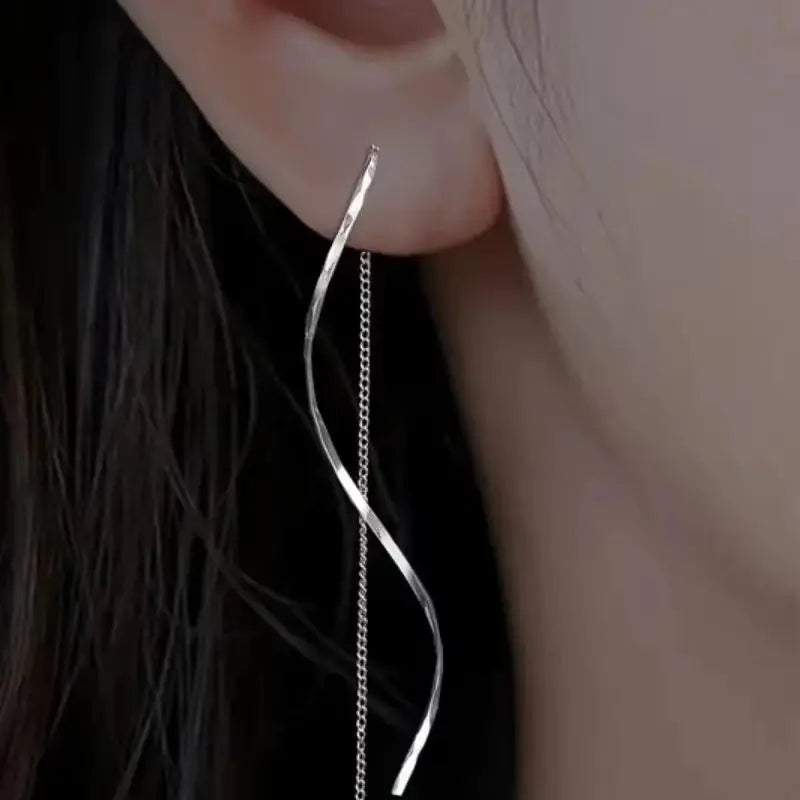 Simple Versatile Women Long Tassel Earrings with Fashionable Long Chain Design for Parties Weddings Gifts for Women