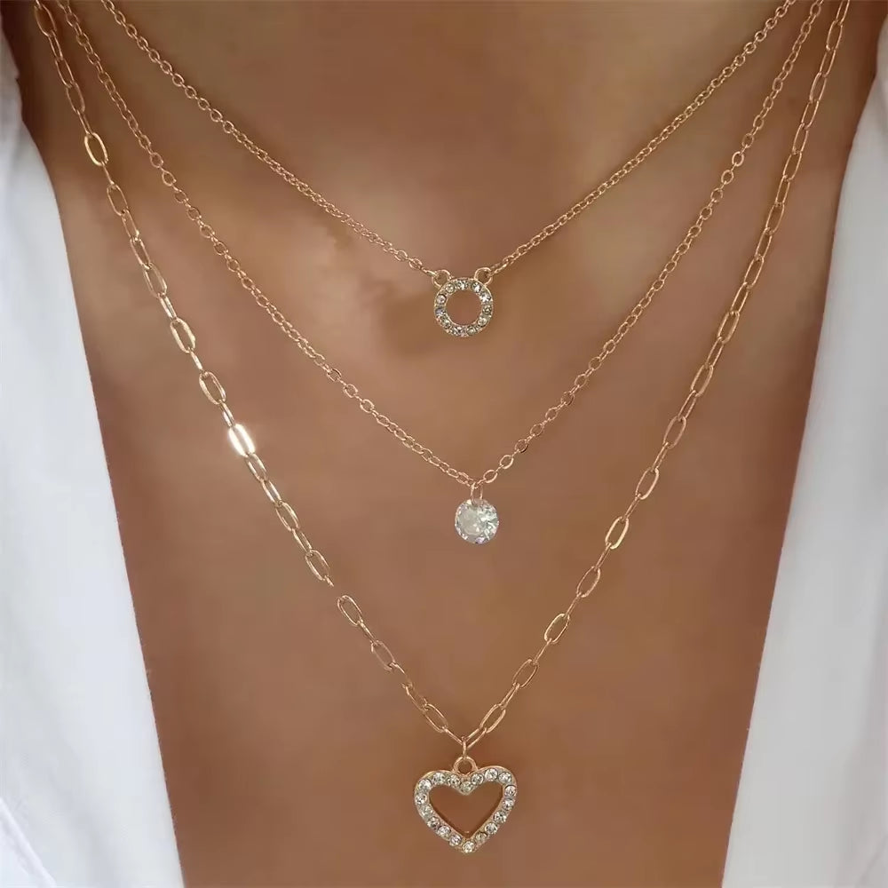 Vintage Punk Gold-Plate Thick Chain Head Portrait Coin Pendant Necklace for Women Fashion Multilevel Geometric Hip Hop Jewelry