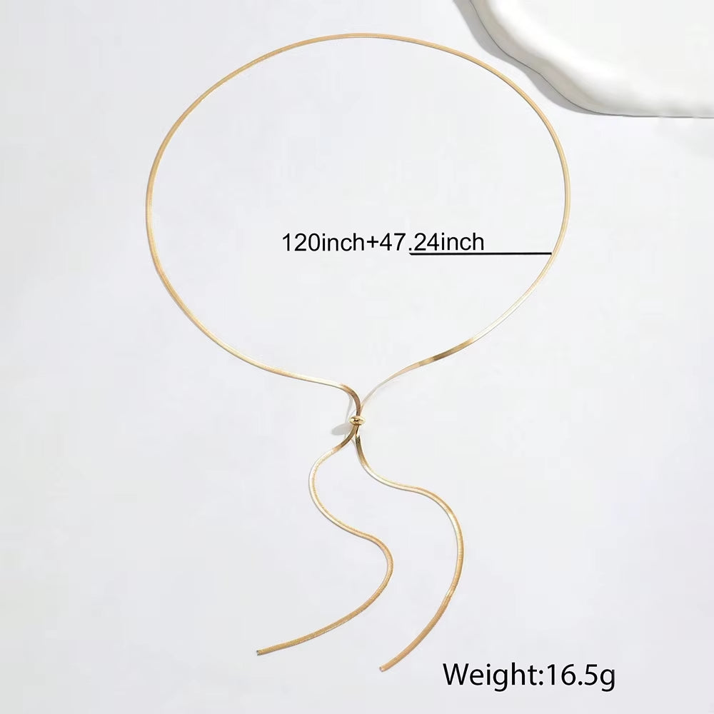 Punk Long Flat Snake Bone Chain Necklace for Women Stainless Steel Gold Color Y-Shaped Necklace Fashion Charms Jewelry Wholesale