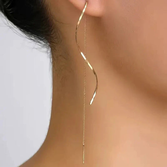 Simple Versatile Women Long Tassel Earrings with Fashionable Long Chain Design for Parties Weddings Gifts for Women