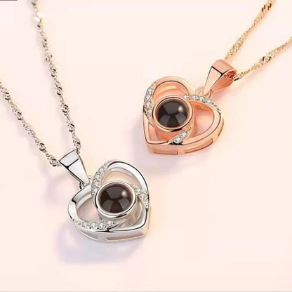 1Pc Love Heart Necklace 100 Languages I Love You Projection Pendant Jewelry for Mom Girlfriend Romantic Valentine'S Gifts