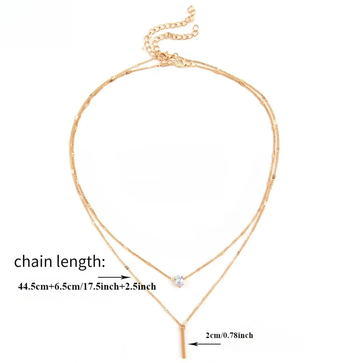 Multi-Layer Five-Pointed Star Heart Shape Water Drop Pendant Chain Necklace Alloy Material Glass Collarbone Chain Sexy Women'S