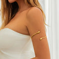 Upper Arm Cuff Bracelet for Women, Minimalist Gold Plated Armband Statement Party Armlets Jewelry