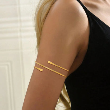 Upper Arm Cuff Bracelet for Women, Minimalist Gold Plated Armband Statement Party Armlets Jewelry