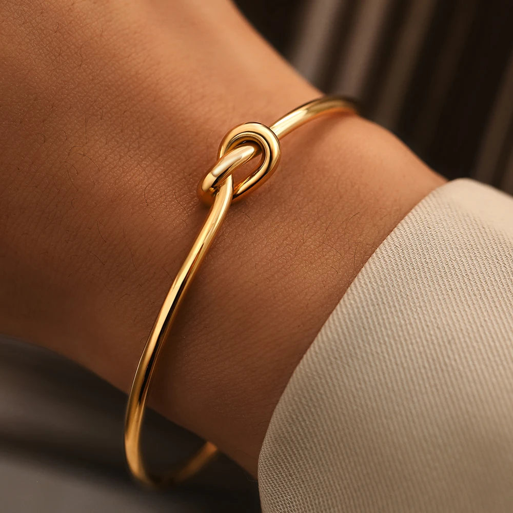 Fashion Vintage Opening Knot Bracelet Light Luxury Personality Bangles for Women Fashion Jewelry Party Gift
