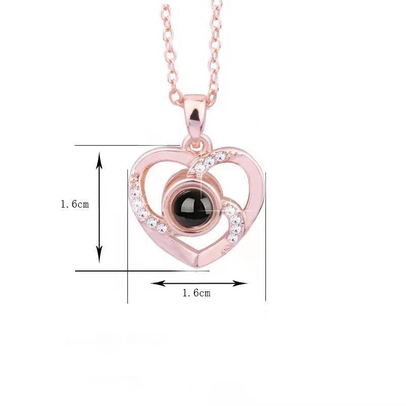 1Pc Love Heart Necklace 100 Languages I Love You Projection Pendant Jewelry for Mom Girlfriend Romantic Valentine'S Gifts