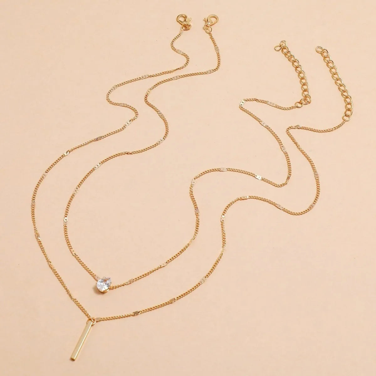 Multi-Layer Five-Pointed Star Heart Shape Water Drop Pendant Chain Necklace Alloy Material Glass Collarbone Chain Sexy Women'S