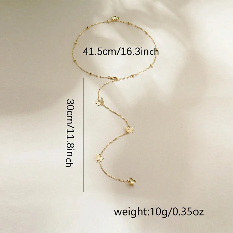 New Butterfly Back Drop Chain Necklace for Women Elegant Long Backless Tassel Necklace Wedding Beach Party Vacation Jewelry