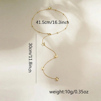 New Butterfly Back Drop Chain Necklace for Women Elegant Long Backless Tassel Necklace Wedding Beach Party Vacation Jewelry