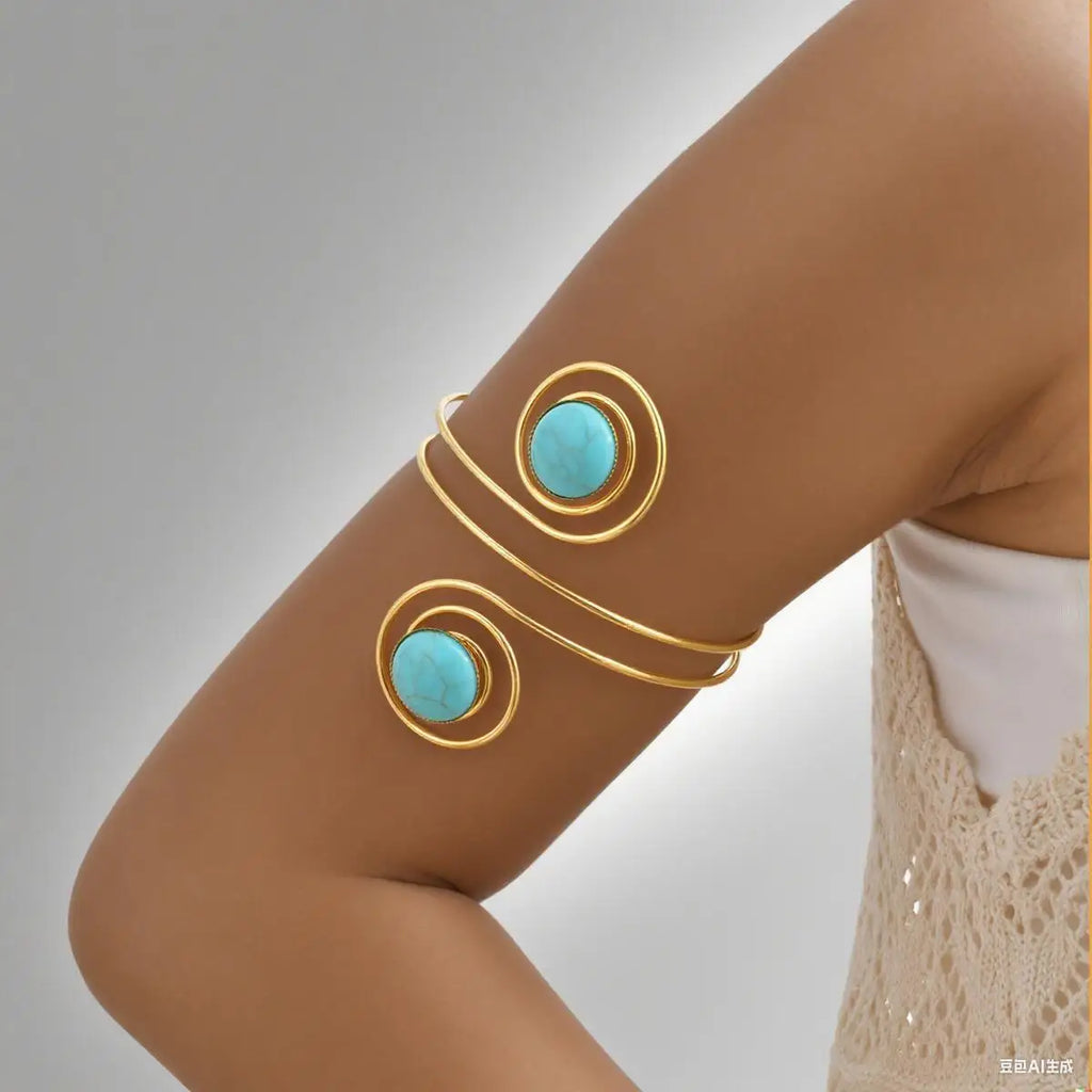 Upper Arm Cuff Bracelet for Women, Minimalist Gold Plated Armband Statement Party Armlets Jewelry
