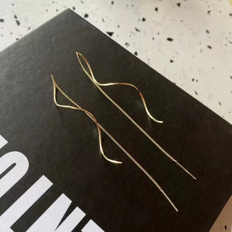 Simple Versatile Women Long Tassel Earrings with Fashionable Long Chain Design for Parties Weddings Gifts for Women