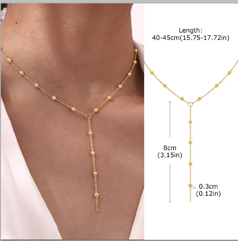 Stainless Steel Lariat Necklace Gold Plated, Dainty Long Necklace Laryered Necklaces for Women Girls, Y Shape Drop Pendant