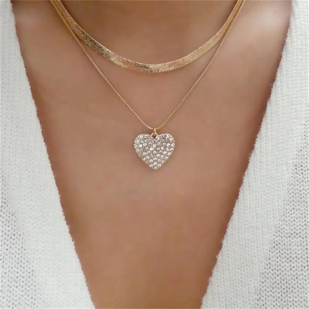 Vintage Punk Gold-Plate Thick Chain Head Portrait Coin Pendant Necklace for Women Fashion Multilevel Geometric Hip Hop Jewelry