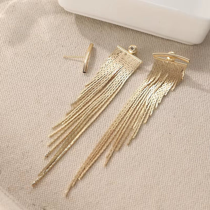 Fashion Exquisite Golden Plated Tassel Stud Earrings for Women'S Shining Elegant Daily Party Banquet Jewelry Accessories Crafts
