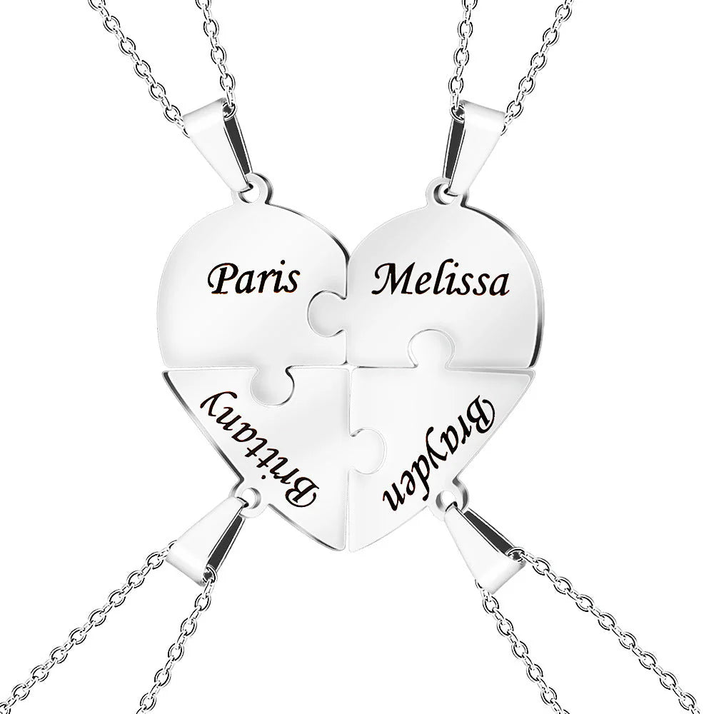 Personalized Heart Puzzle Necklace